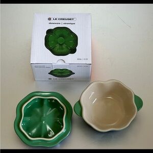 Le Creuset Green and Cream Stoneware Set